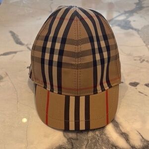 Burberry Tan and Black Check Kids Hat